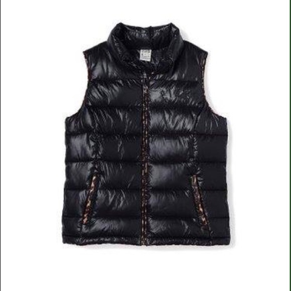 PINK Puffer Vest with Leopard Trim
